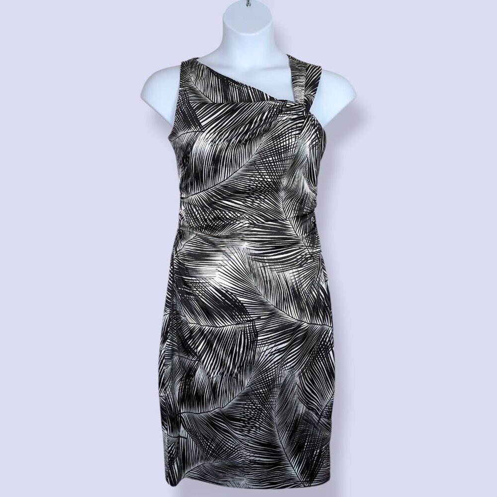 Maggy London B&W Asymmetrical Satin Dress